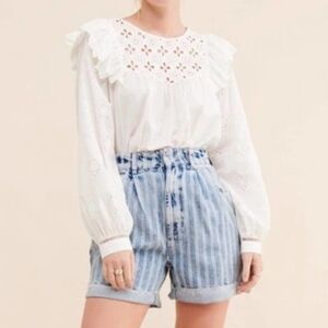 We The Free People Dogtown Shorts Denim Stripe Womens 26/ 8 Conductor Ticking